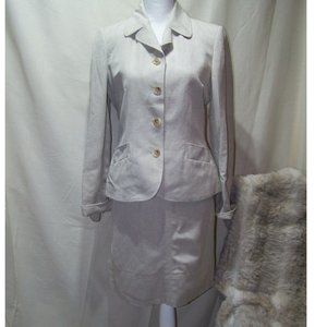 Harve Benard Holtzman Skirt Suit Tan 6 Linen Business Career